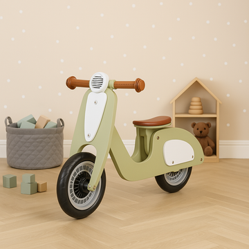 Holz-Roller für Kinder ab 1 Jahr – Balance Bike in Grün, stabil und sicher für Kleinkinder